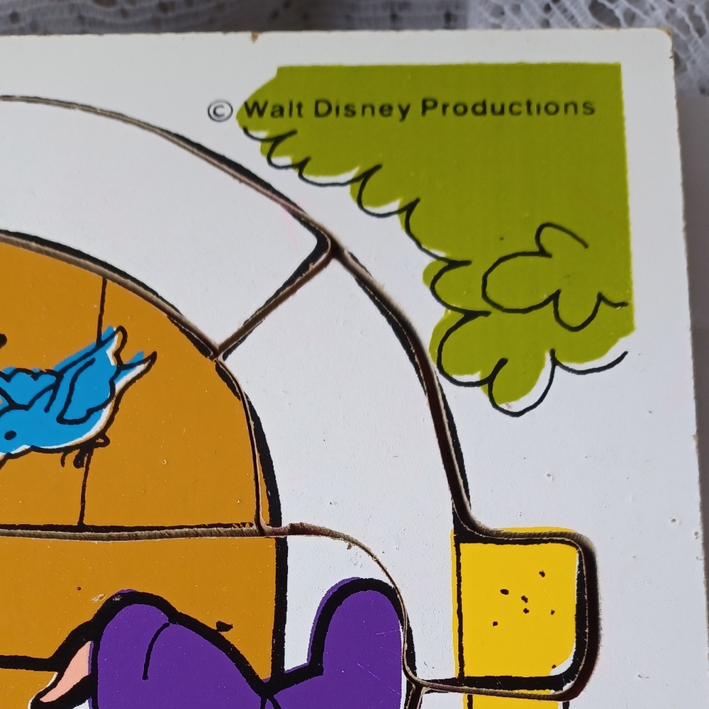 VTG PLAYSKOOL 375-01 20 PIECES SNOW WHITE WOODEN PUZZLE WALT DISNEY PRODUCTIONS - Picture 4 of 11